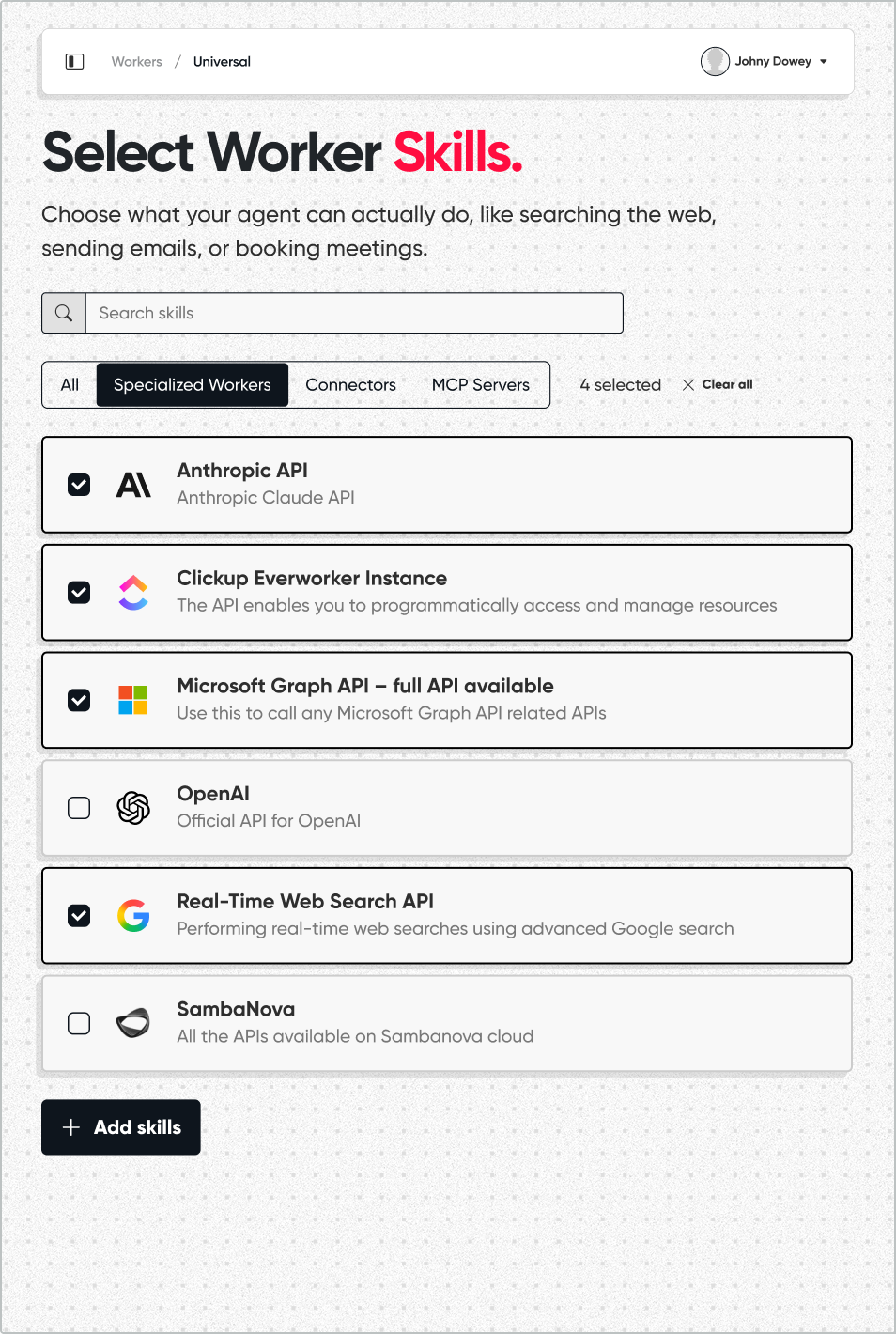 Worker Skills Feature Worker Skills Feature